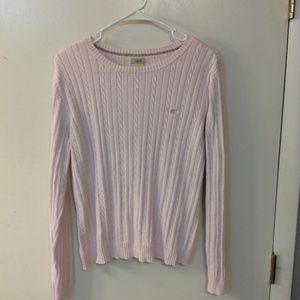 IZOD PALE PINK SCOOP NECK CABLE KNIT SWEATER.